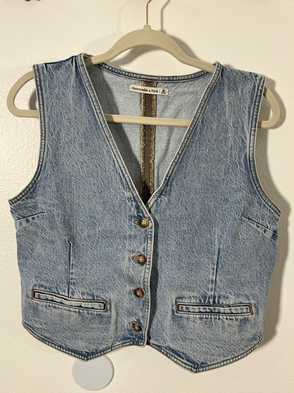 Abercrombie & Fitch Women's Light Blue Denim Vest